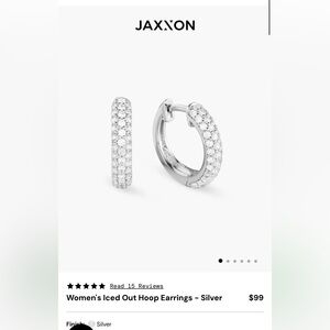 Women's Iced Out Hoop Earrings - Silver